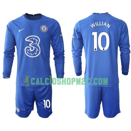 Chelsea Willian 10 Bambino Maglia Prima 2020/2021 Manica Lunga (+ Pantaloncini)